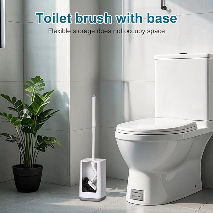 Toilet Bowl Brush and Holder Sturdy Plastic Long Handled Toilet Brushes - Image 2