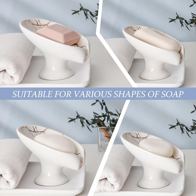 Soap Dish Set, Self Draining Bar Soap Holder - Image 6