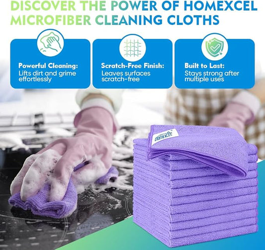 HOMEXCEL Microfiber Cleaning Cloth 12 Pack 12.5 x 12.5 Inch Microfiber Towels - Image 2