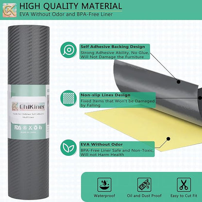 Self-Adhesive Shelf Liner Kitchen Liner, Waterproof Backed Paper Easy Peel and Stick Contact Liner Without Residue for Decor Your Desk Surface, Kitchen Countertops (Silver, 23.6 x 393.7 inches)
