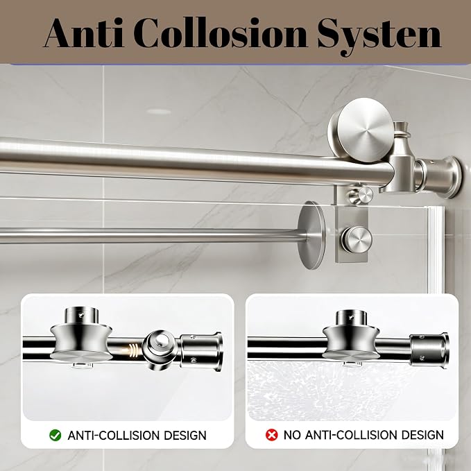 Frameless Shower Door, 44-48" W x 76" H 5/16" 8mm Glass Sliding Shower Doors - Image 5
