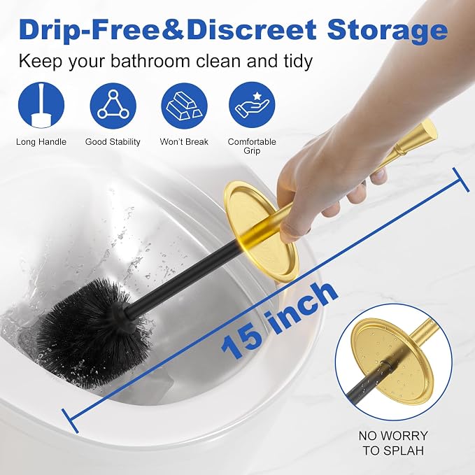Toilet Brush and Holder Set：304 Stainless Steel Heavy Duty Toilet Bowl - Image 3