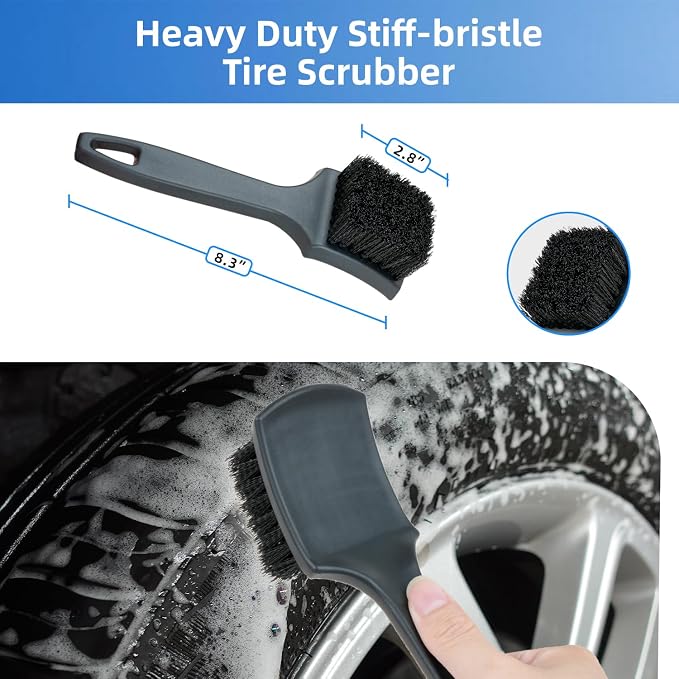 9Pcs Car Wheel Detailing Brush Kit – Scratch-Free Rim & Tire Cleaner Brushes - Image 5