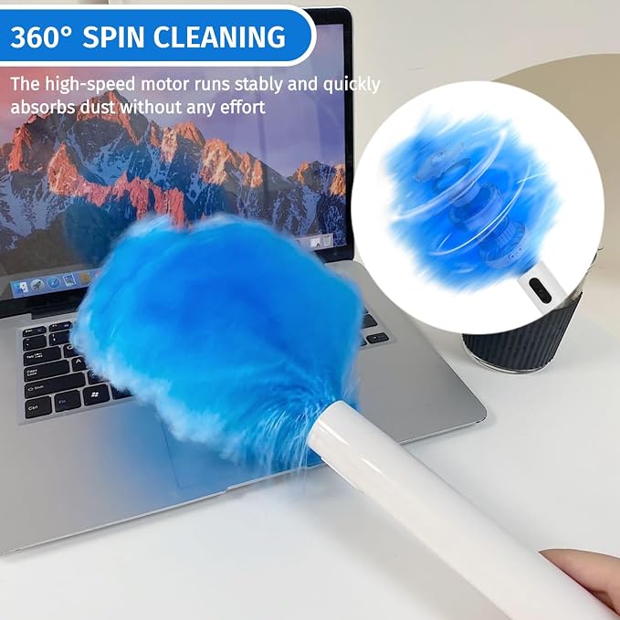 Electric Duster Brush, Rechargeable 360° Spin Electric Feather Duster Cleaner - Image 3