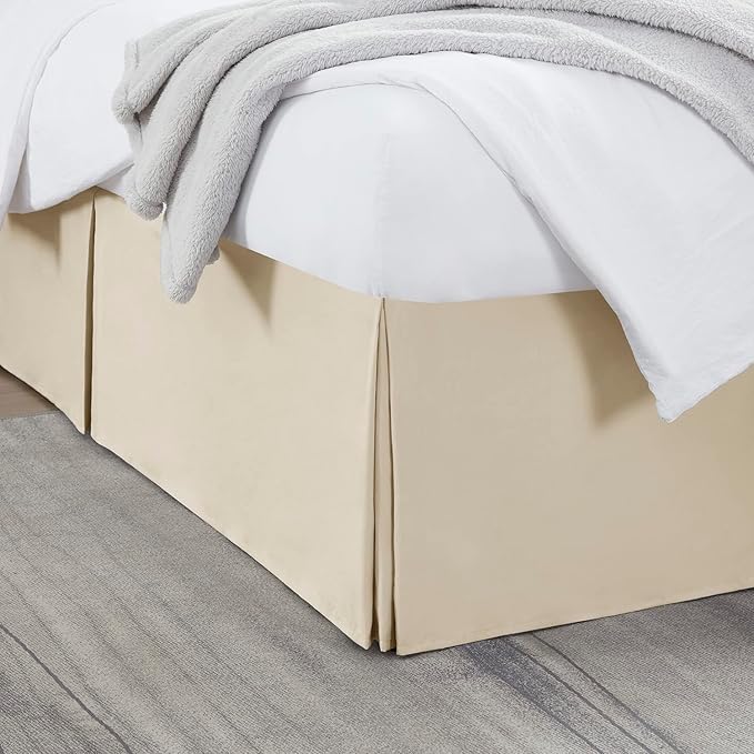 Nestl Cream Twin Bed Skirt - Twin Size 14 Inch Drop - Brushed Microfiber Hotel Quality Pleated Bed Skirt - Shrinkage & Fade Resistant