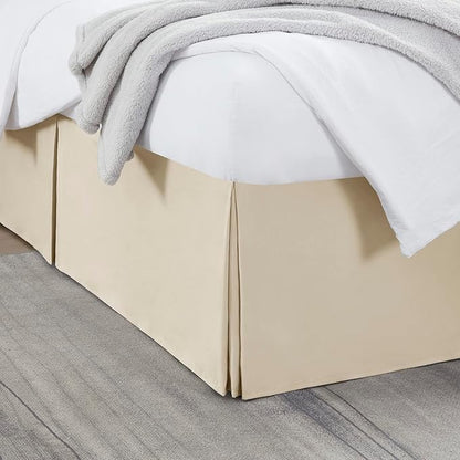 Nestl Cream Twin Bed Skirt - Twin Size 14 Inch Drop - Brushed Microfiber Hotel Quality Pleated Bed Skirt - Shrinkage & Fade Resistant