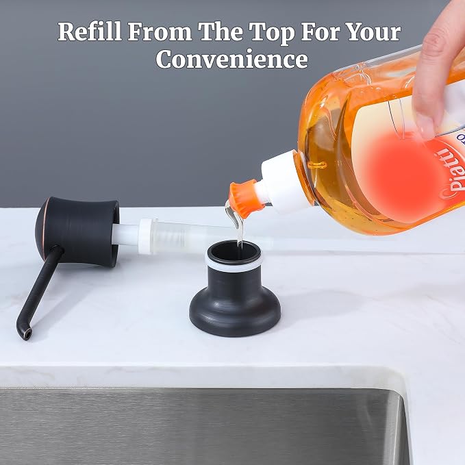 Soap Dispenser for Kitchen Sink, Built-in and Refill-from-Top Design - Image 3