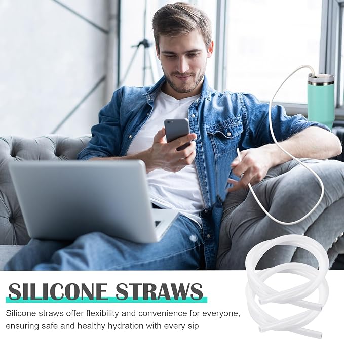 Baderke 2 Set Extra Long 35" Reusable Silicone Straws Compatible - Image 6