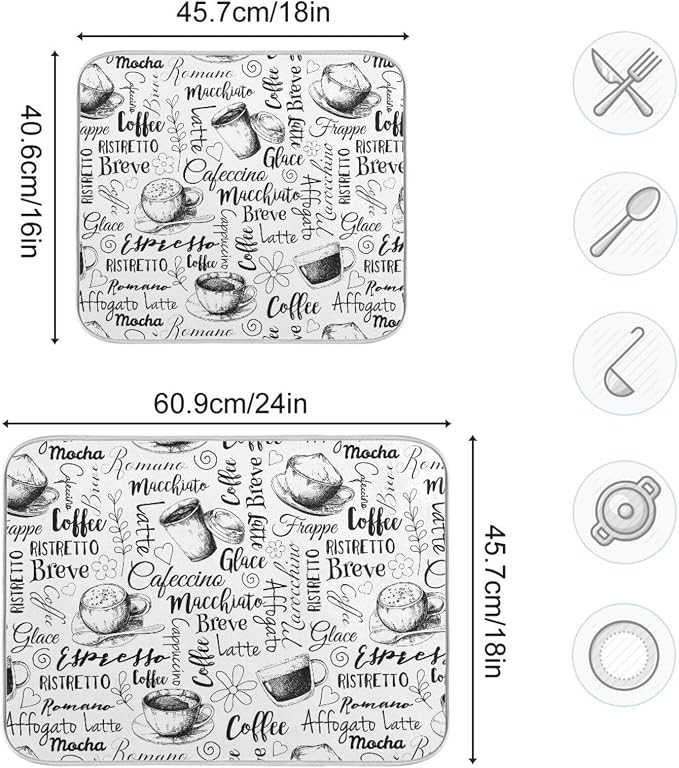 Coffee Cups Print Dish Drying Mat - Image 4