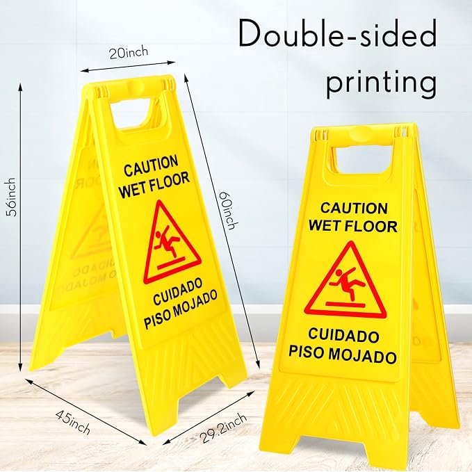 Macarrie 20 Pack Caution Wet Floor Sign Yellow Wet Floor Double Sided Signs - Image 2