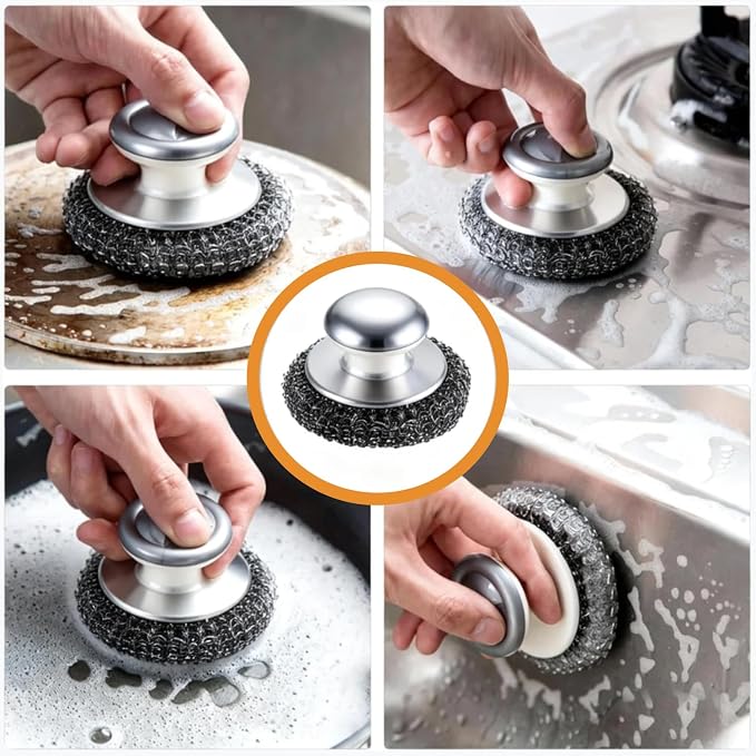 2Pcs Stainless Steel Wool Scrubber, Scrubbing Scouring Pad, Steel Wool Scrubber - Image 7