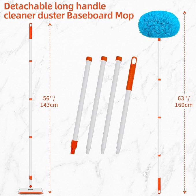 Baseboard Cleaner Tool with Handle, Extendable Long Handle Baseboard Cleaning - Image 7