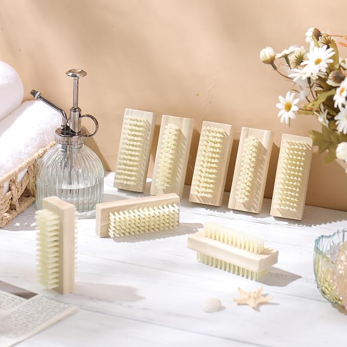 Patelai 24 Pack Wooden Nail Brush Bulk Two-sided Hand Fingernail Brush Non-slip - Image 5