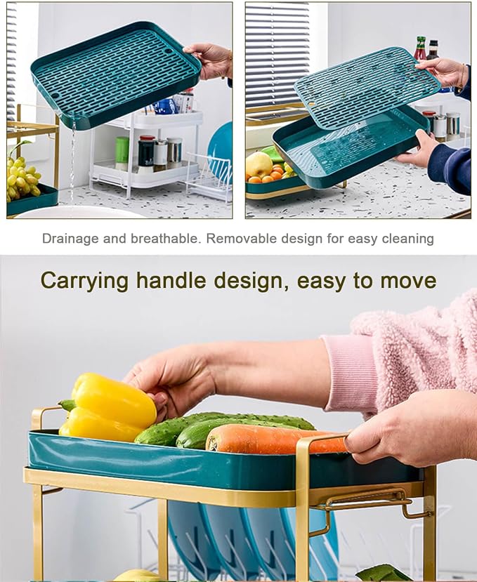 Cup Drying Rack Stand 2 Tier Organizer Countertop Station Shelf Strong Carbon - Image 5