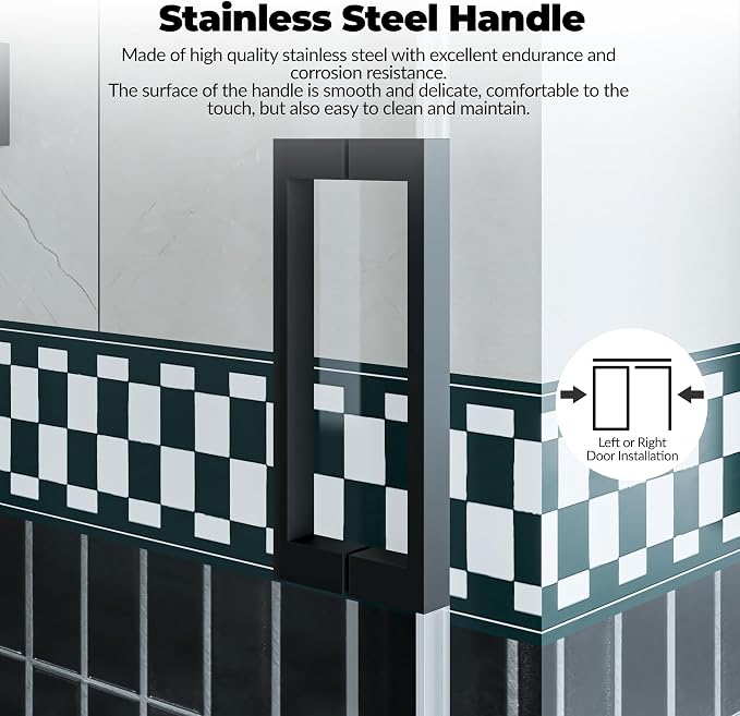 Sliding Shower Door, 44-48" W x 72" H Aluminum Alloy Frame, Adjustable Double - Image 5