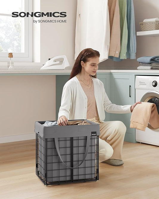 SONGMICS Laundry Hamper, 11 Gal. Laundry Basket, Collapsible Clothes Hamper - Image 2