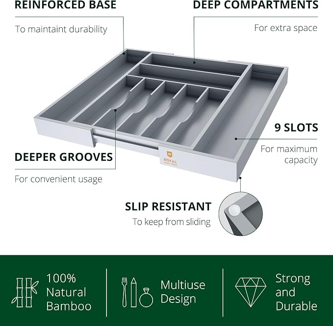 Luxury Bamboo Kitchen Drawer Organizer - Image 4