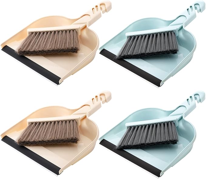 Jucoan 4 Pack Dustpan and Brush Set, Small Portable Handheld Dustpan and Brush by Jucoan