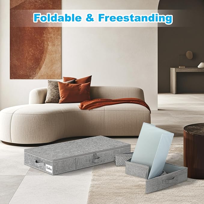 Under Bed Storage Container Bin 4 Pack, 4.5 Inch Slim Low Profile Underbed - Image 6