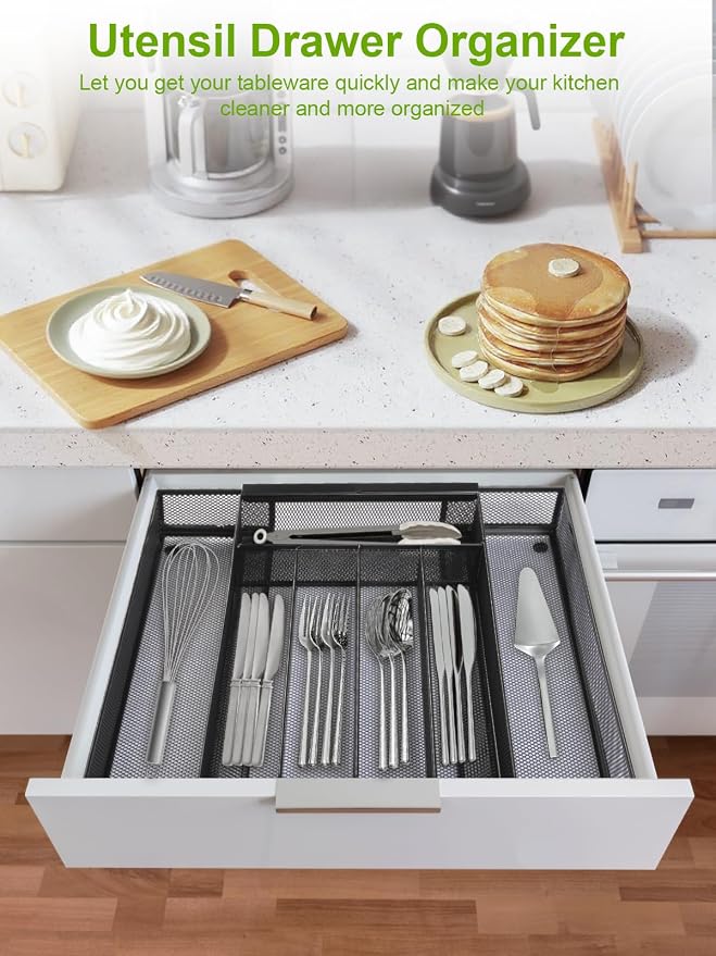 Silverware Organizer Metal Mesh, Drawer Organizer, Utensil Cutlery Tray - Image 4
