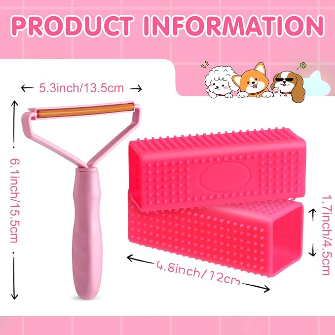 Honeydak 3 Pieces Hair Remover Tool Dog Hair Remover Pro Silicone Cleaner Brush - Image 2
