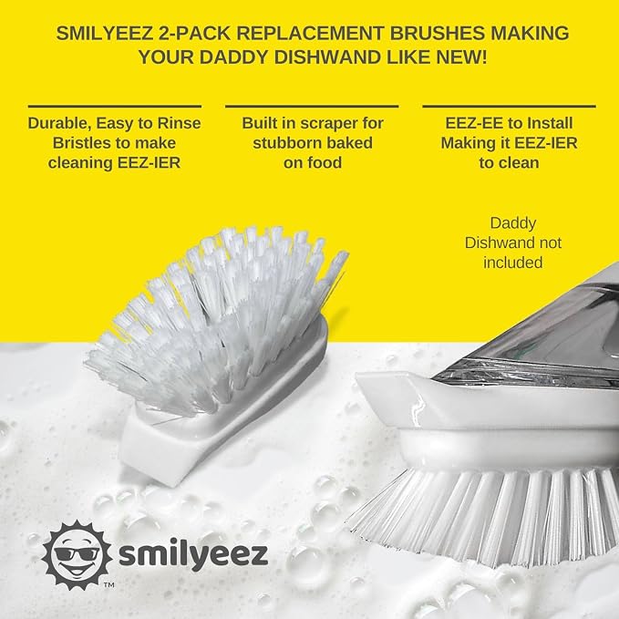 Smilyeez Dish Brush Refill for Dish Daddy Dishwand Replacement Head - Image 3