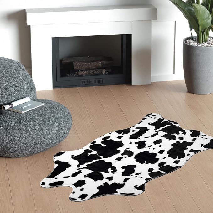 MACEVIA Faux Cowhide Rug, Cute Cow Print Rugs Animal Area Carpet Western Decor - Image 6