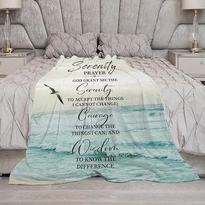 Serenity Prayer Blanket Christian Gifts for Women & Men Religious Throw Blanket Christian Blanket Bible Verse Blanket for Kids Adults Soft Warm Cozy Fleece Blanket for Couch Sofa Bed 60"x80"