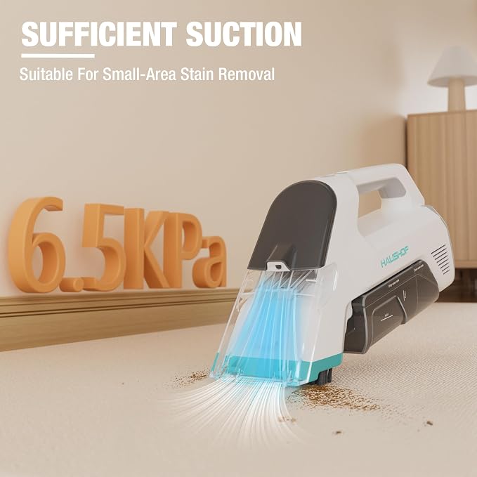 HAUSHOF Handheld Carpet Cleaner, 12V Cordless Portable Carpet Cleaner, 6.5KPa - Image 3