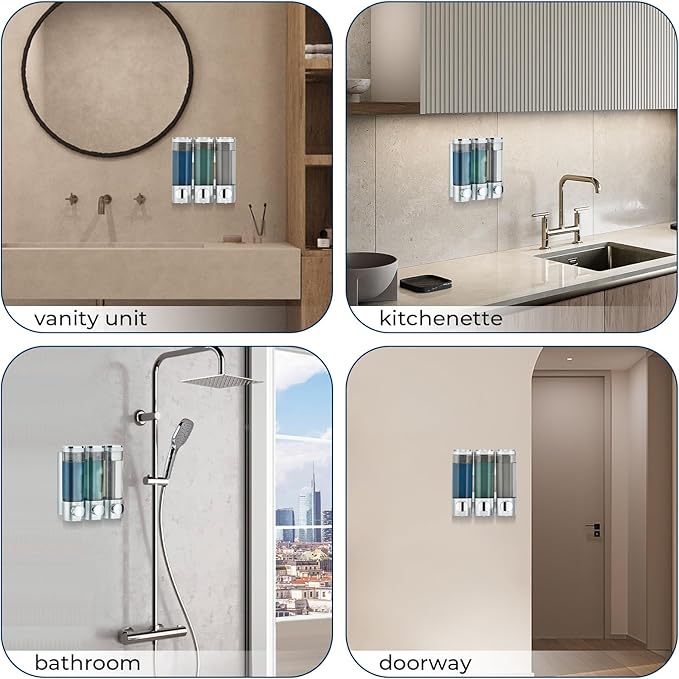 Shampoo and Conditioner Dispenser, Pollock Shower Soap Dispenser 3 Chamber No - Image 6