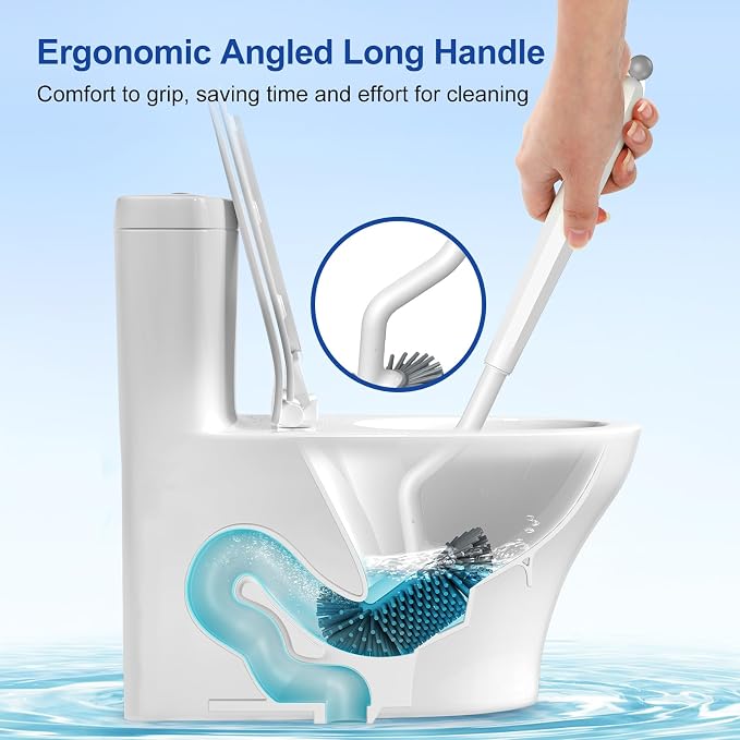 HAMITOR Toilet Bowl Brush Holder Set: Deep Cleaning Silicone Toilet Cleaner - Image 7