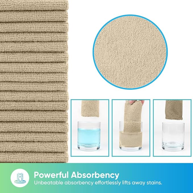HOMEXCEL Brown Microfiber Cleaning Cloths, 20 Pack Cleaning Rags - Image 3