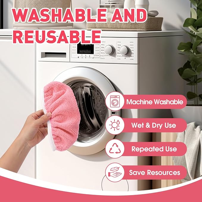 8Pcs Pink Reusable Mop Pads, Microfiber Mop Pads Compatible - Image 4