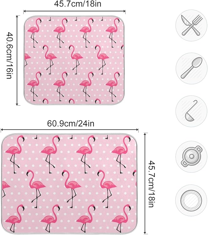 Tarity Cute Pink Flamingo Dish Drying Mat - Image 3