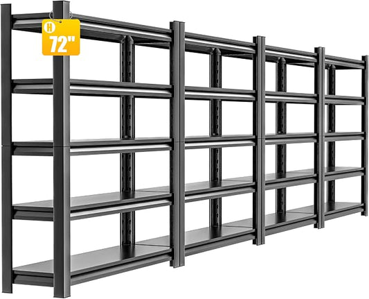 4 Pieces Garage Shelving, 5 Tier 72"X47.2"X23.6"Inches, Storage Shelves Heavy by HzdbhdGarageShelving