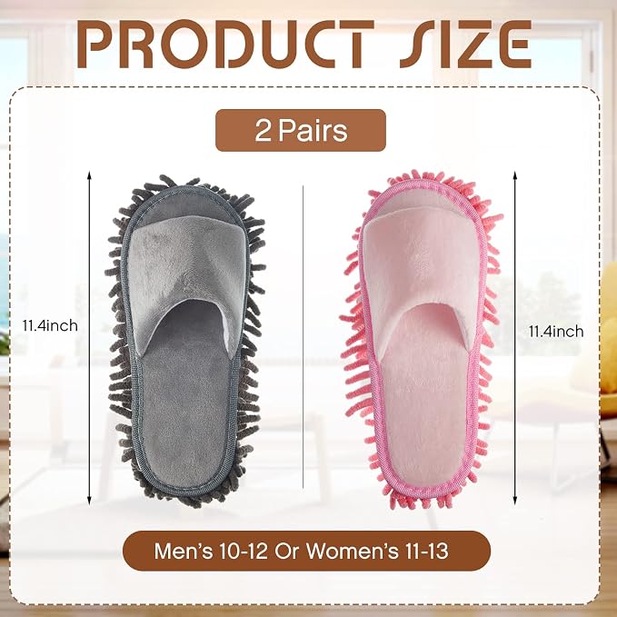 Jecery 2 Pairs Microfiber Cleaning Mop Slippers - Image 2