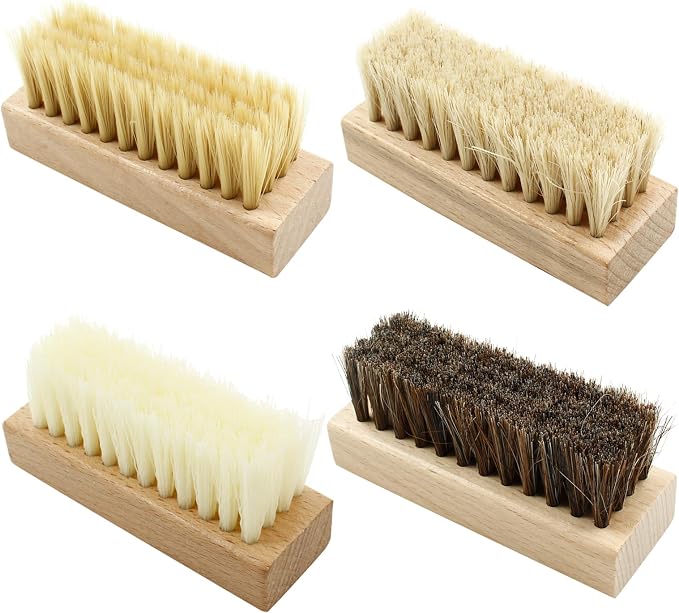 4 Pcs Wooden Handheld Shoe Cleaner Brush Set by Unlorspy