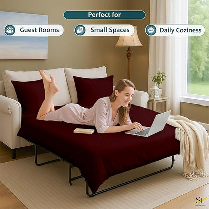 Shreem Linen Luxury Queen Sleeper Sofa Bed Sheet Set,100% Egyptian Cotton, 338 Thread Count, Queen Size (60 x74 +6 Inch Deep Pocket) Soft and Light Weight 4pcs Sofa Set (Burgundy Solid)