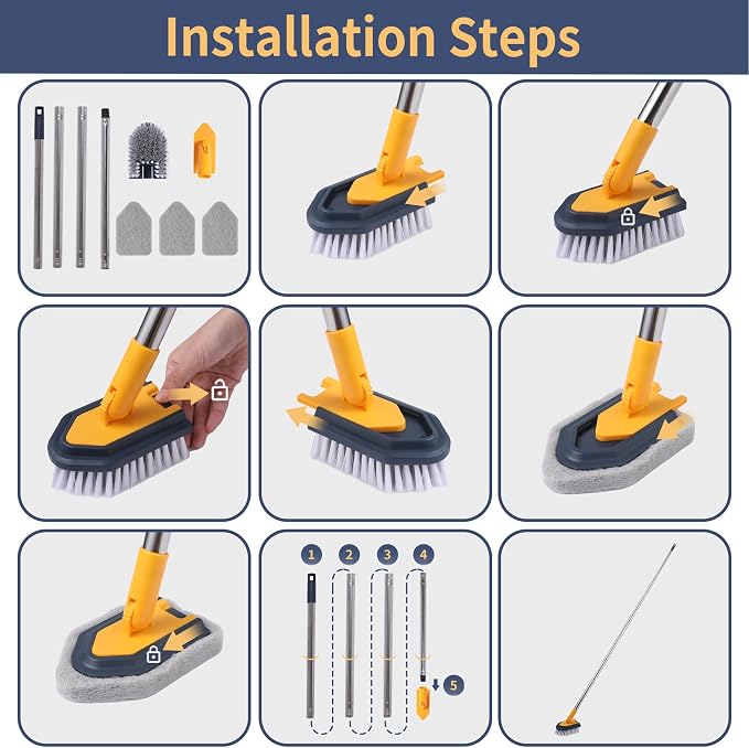 BOOMJOY Tub Cleaner Brush with Long Handle, No Scratch Shower Cleaning Brush - Image 6