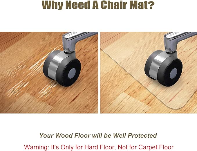 Kuyal Clear Chair mat for Hardwood Floor 44 x 58 inches Transparent Floor Mats - Image 3