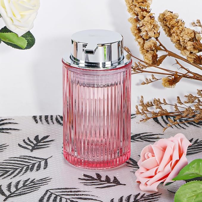 Pink Foaming Soap Dispenser, 12 Oz Glass Foaming Hand Soap Dispenser - Image 3