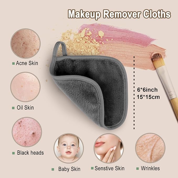 KODAMO Makeup Remover Cloth, 6 inch x 6 inch Reusable Makeup Remover Towels - Image 3