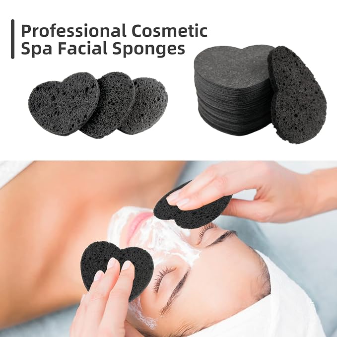 50-Count Facial Sponges Compressed, 100% Natural Cellulose Face Sponge - Image 2