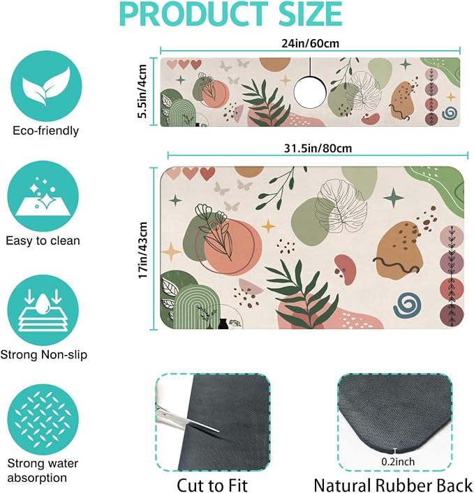 Dish Drying Mat for Kitchen Counter Matt, Super Absorbent Non-slip Rubber Backed - Image 2