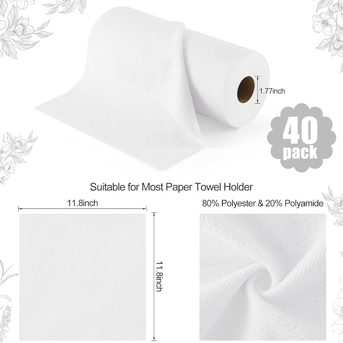 Homaxy Tear Away Dish Cloths Rolls, 40 Sheets-11.8" X 11.8", Reusable Washable - Image 5