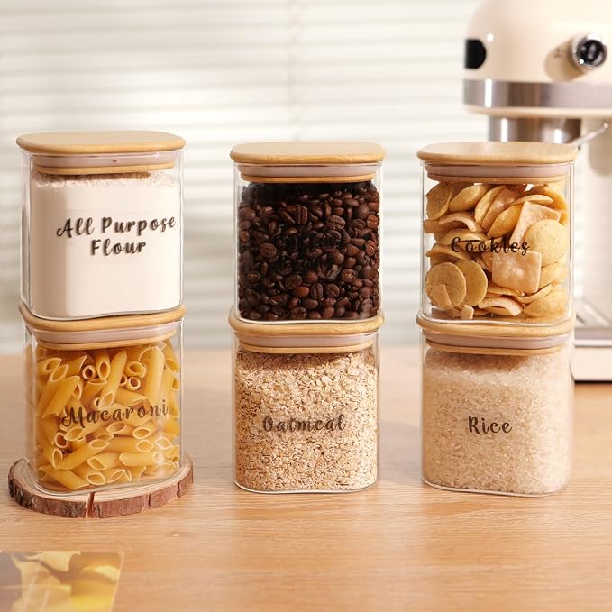 6 Pcs Square Glass Pantry Storage Containers - 24oz Thicken Glass Food Storage - Image 8