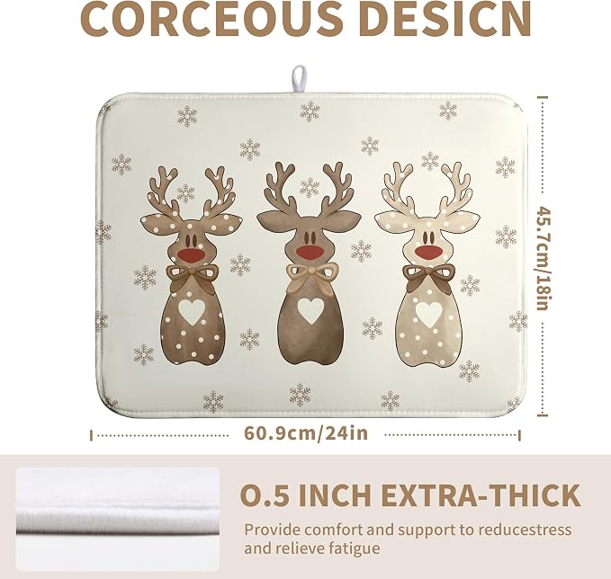 Christmas Reindeer Snowflakes Dish Drying Mat - Image 6