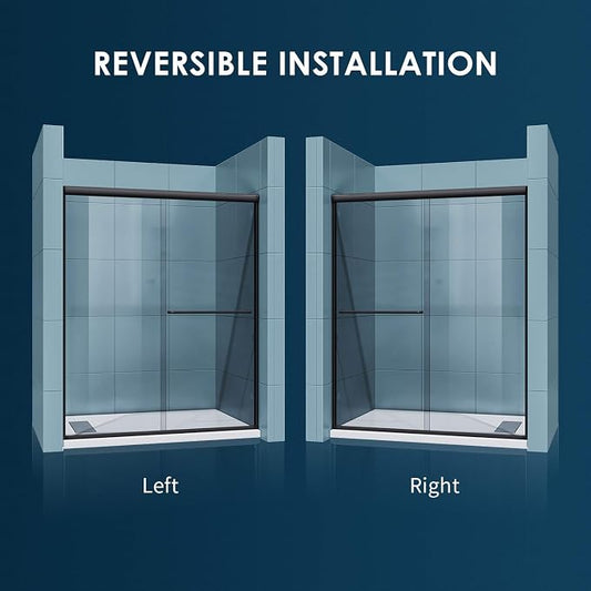 SUNNY SHOWER Glass Shower Door Frameless Double Sliding Shower Glass Door - Image 2
