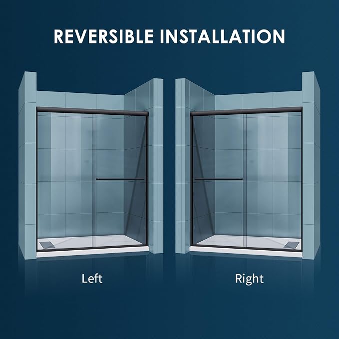 SUNNY SHOWER 58.5-60 in.W x 72 in.H Glass Shower Door, Semi Frameless Double - Image 6