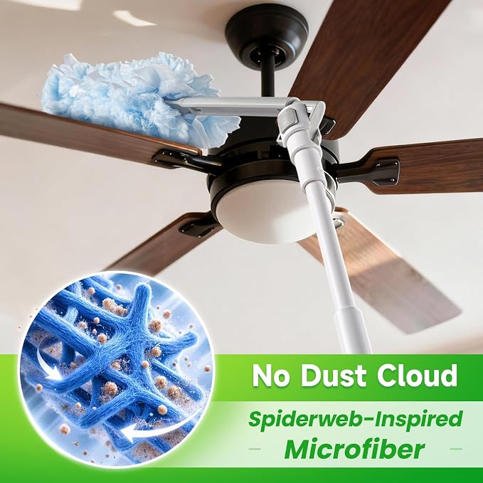 Feather Duster Kit, 3.6 ft Extendable Telescopic Handle – Ceiling Fan Duster - Image 3